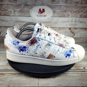 Adidas Superstar Men's Size 10.5 Paint Splatter Athletic White Shoes